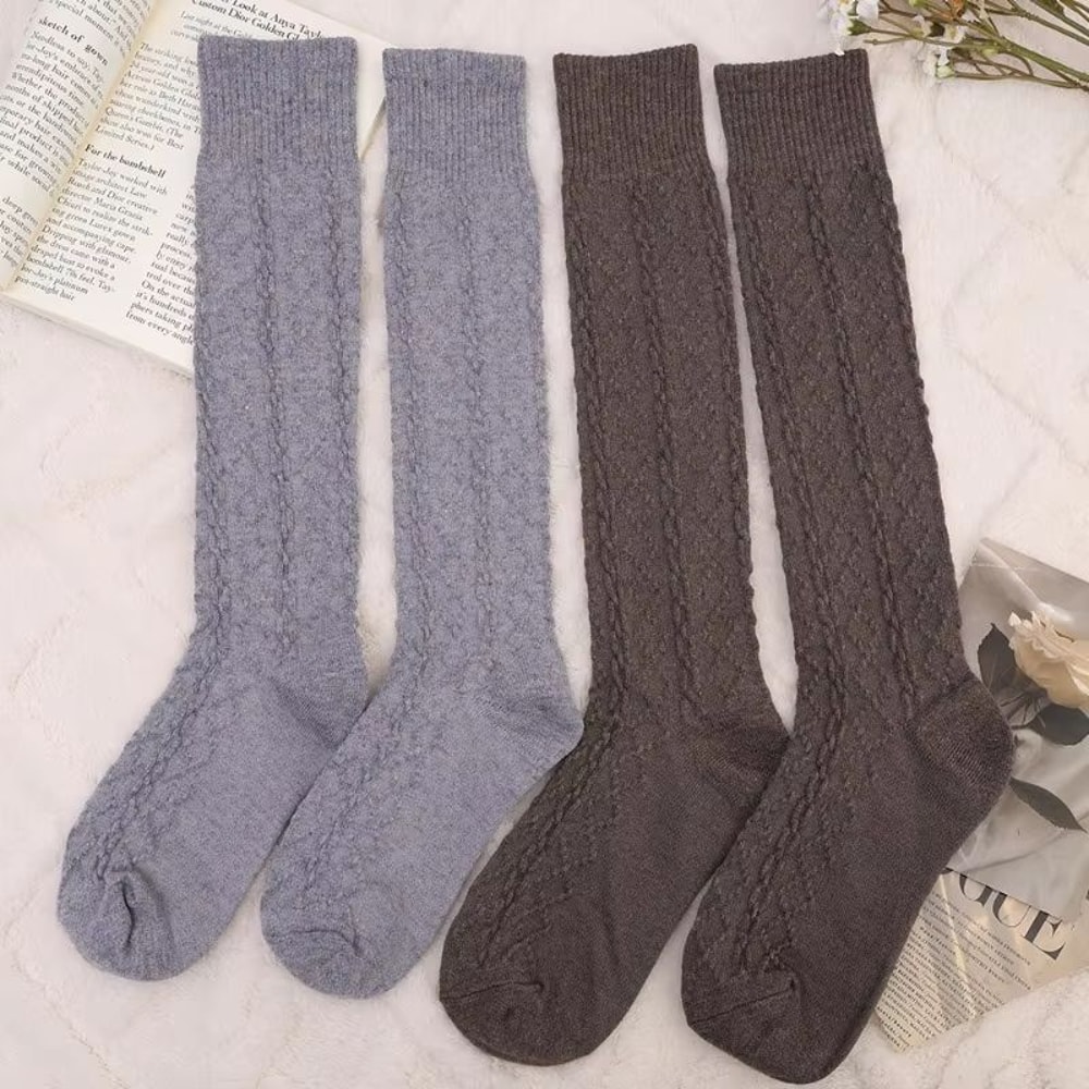 Womens Wool ThighHigh Socks Cozy OvertheKnee Cotton Blend Stockings For Winter Casual Wear 5