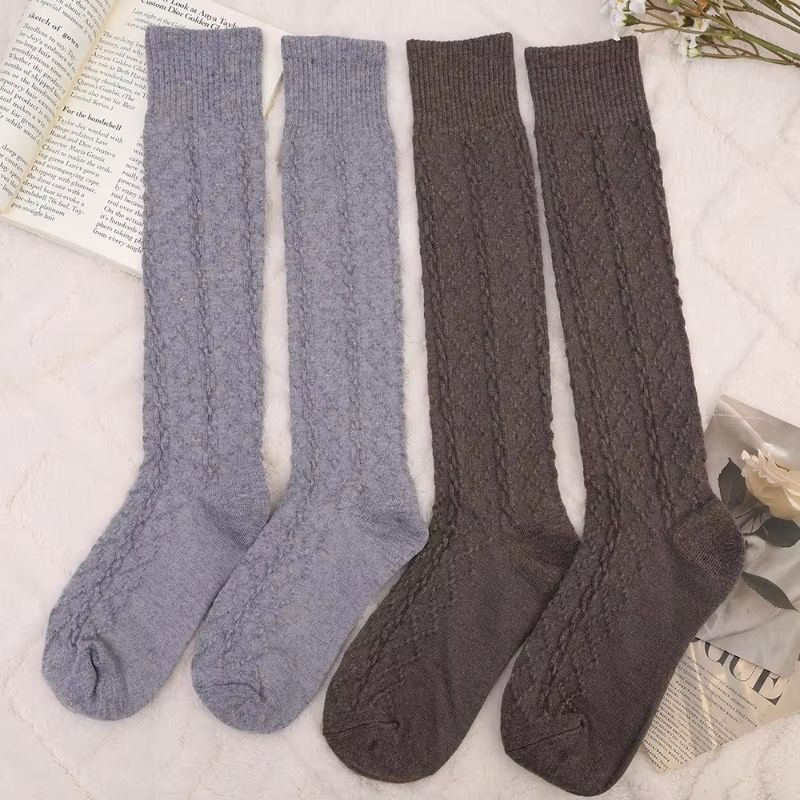 Womens Wool ThighHigh Socks Cozy OvertheKnee Cotton Blend Stockings For Winter Casual Wear 5