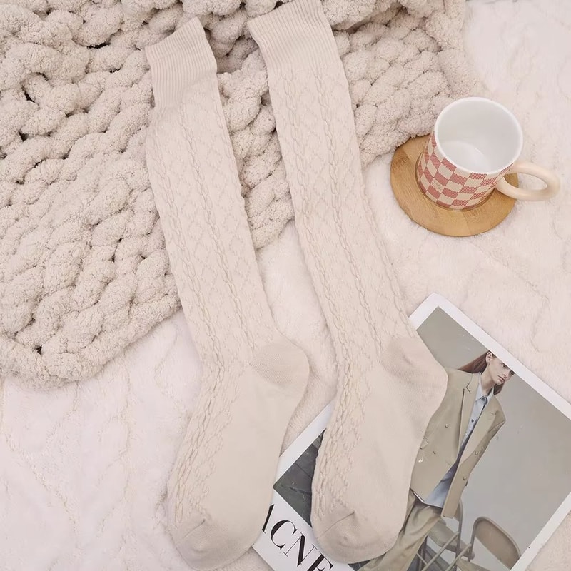 Womens Wool ThighHigh Socks Cozy OvertheKnee Cotton Blend Stockings For Winter Casual Wear 7