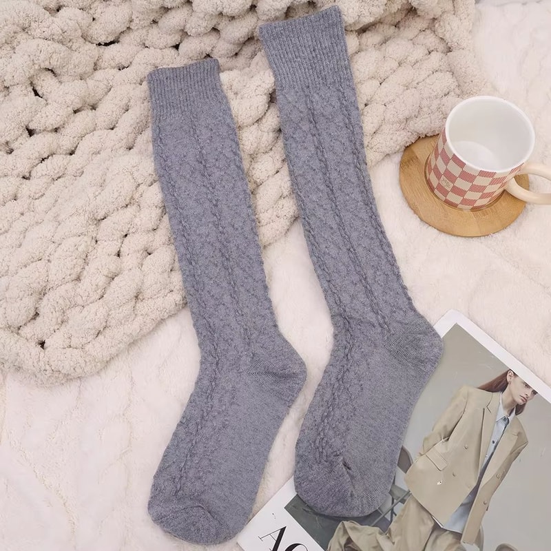 Womens Wool ThighHigh Socks Cozy OvertheKnee Cotton Blend Stockings For Winter Casual Wear 8