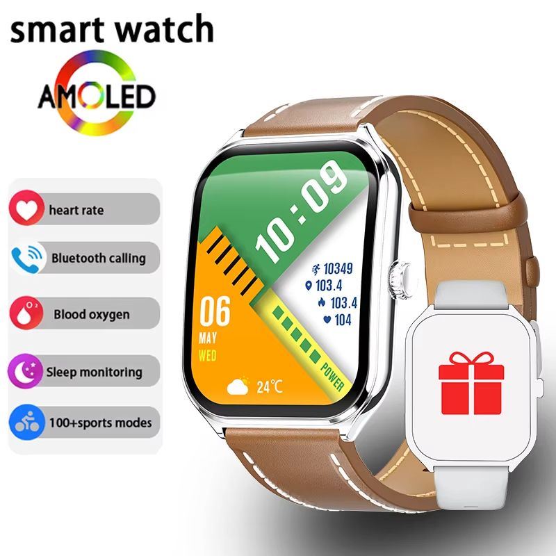 Ultra Thin Smart Watch 196 AMOLED Display AlwaysOn HD Screen Call Reminder Fitness Tracking For M 9