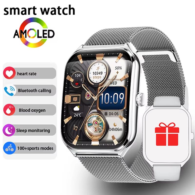 Ultra Thin Smart Watch 196 AMOLED Display AlwaysOn HD Screen Call Reminder Fitness Tracking For M 11