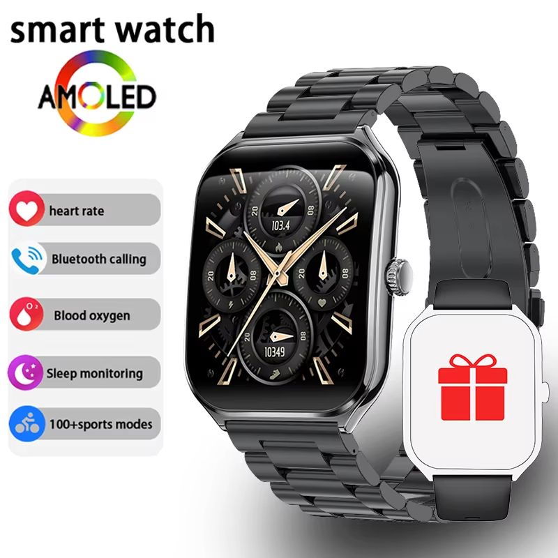 Ultra Thin Smart Watch 196 AMOLED Display AlwaysOn HD Screen Call Reminder Fitness Tracking For M 12