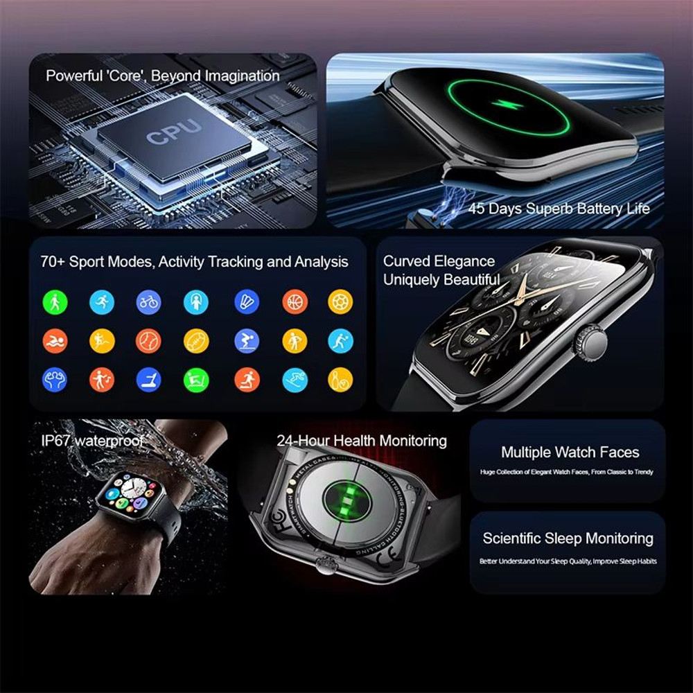 Ultra Thin Smart Watch 196 AMOLED Display AlwaysOn HD Screen Call Reminder Fitness Tracking For M 2