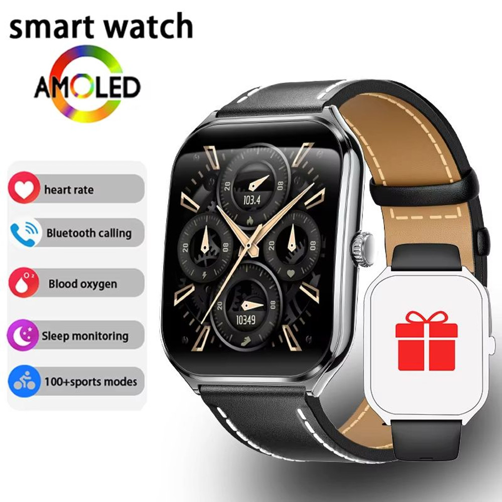 Ultra Thin Smart Watch 196 AMOLED Display AlwaysOn HD Screen Call Reminder Fitness Tracking For M 8
