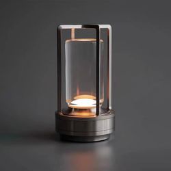 cordless table lamp with touch dimming – rechargeable retro metal light for bedroom, restaurant, bar, and outdoor decor