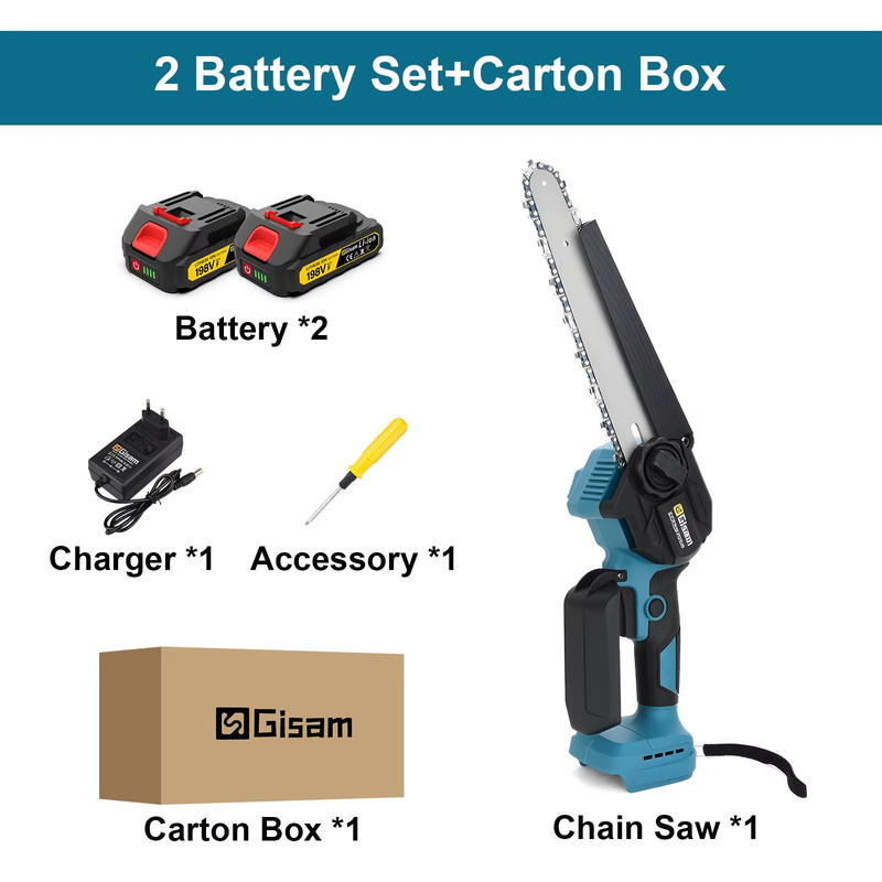 Gisam 8Inch Brushless Cordless Chainsaw  Lightweight Portable Electric Saw Makita 18V Battery Compa 8