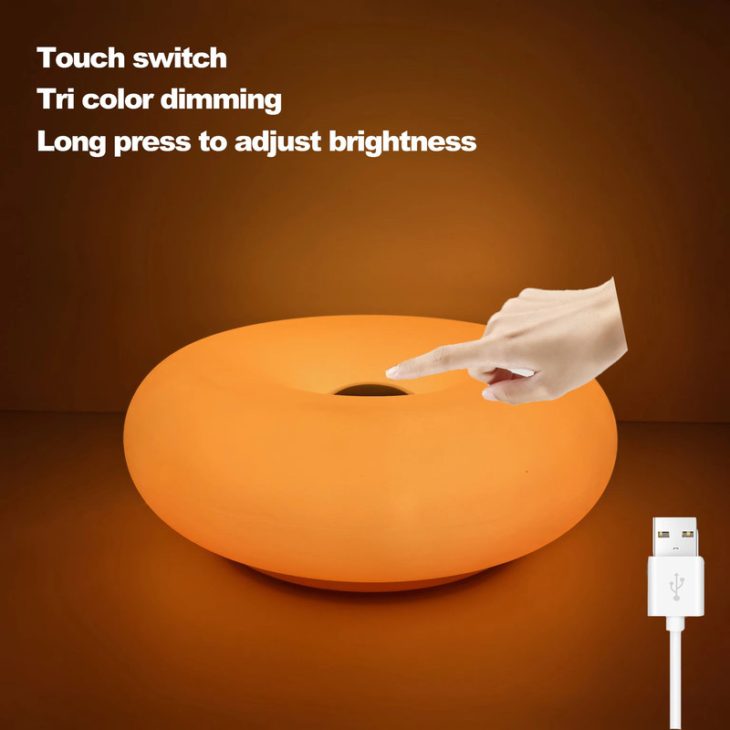Modern Bauhaus Donut Table Lamp  USB Powered Ambient Light For Bedroom Living Room  Dining Spaces 7