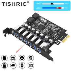 tishric pcie usb 3.2 expansion card with 7 port hub for desktop
