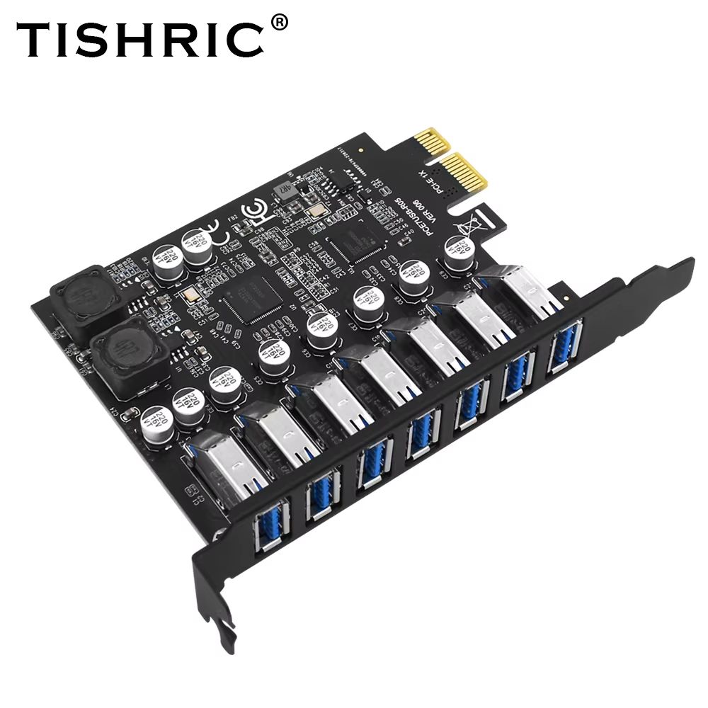 TISHRIC PCIe USB 32 Expansion Card With 7 Port Hub For Desktop 6