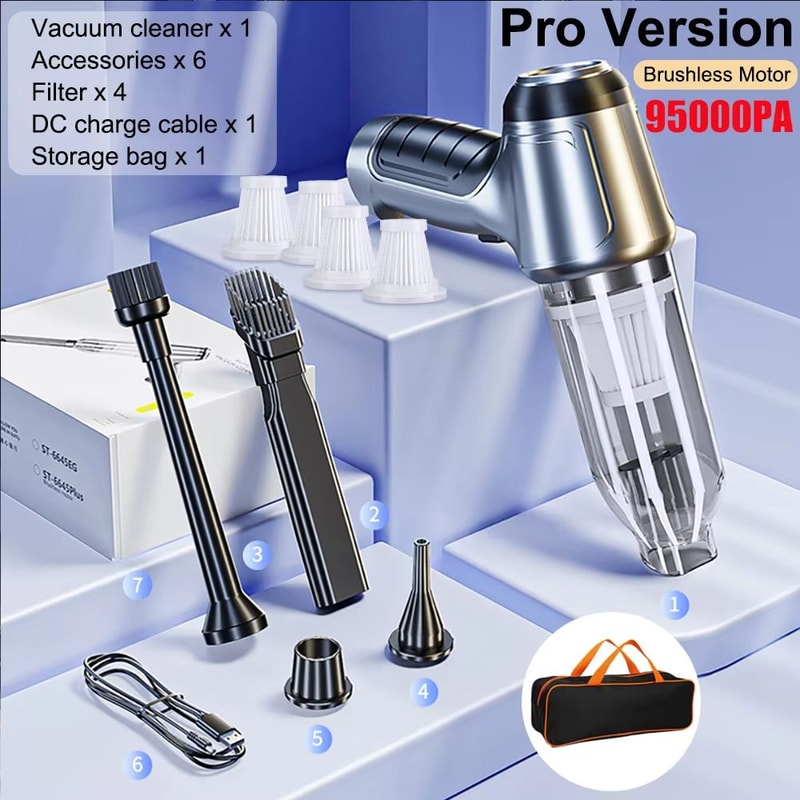 Car Vacuum Cleaner 95000PA Wireless Handheld Strong Suction Portable Vacuum 10