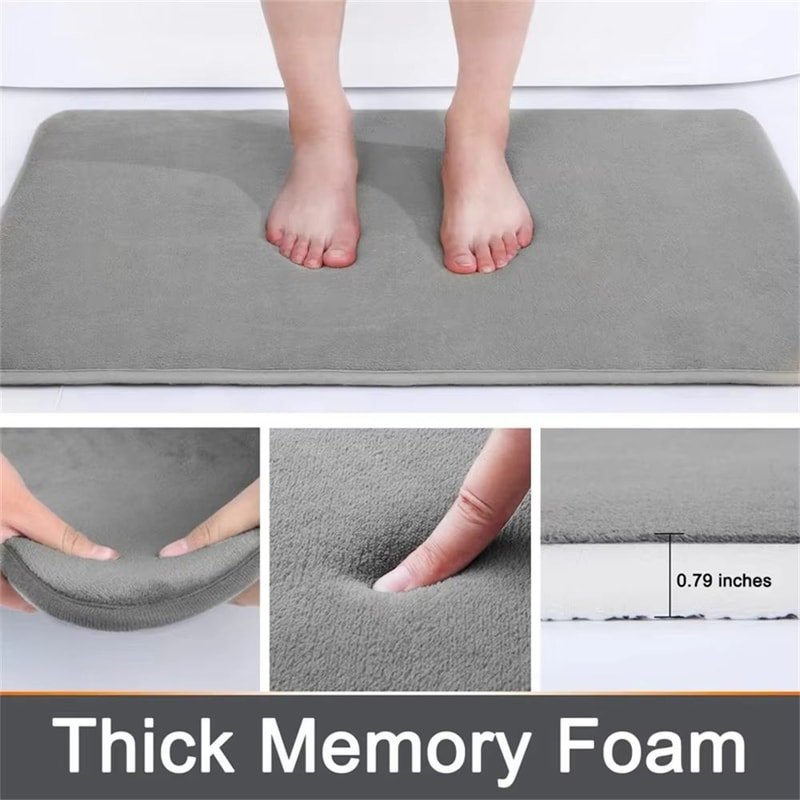 Homaxy Super Absorbent Memory Foam Bath Mat NonSlip Bathroom Bedroom Rug 5