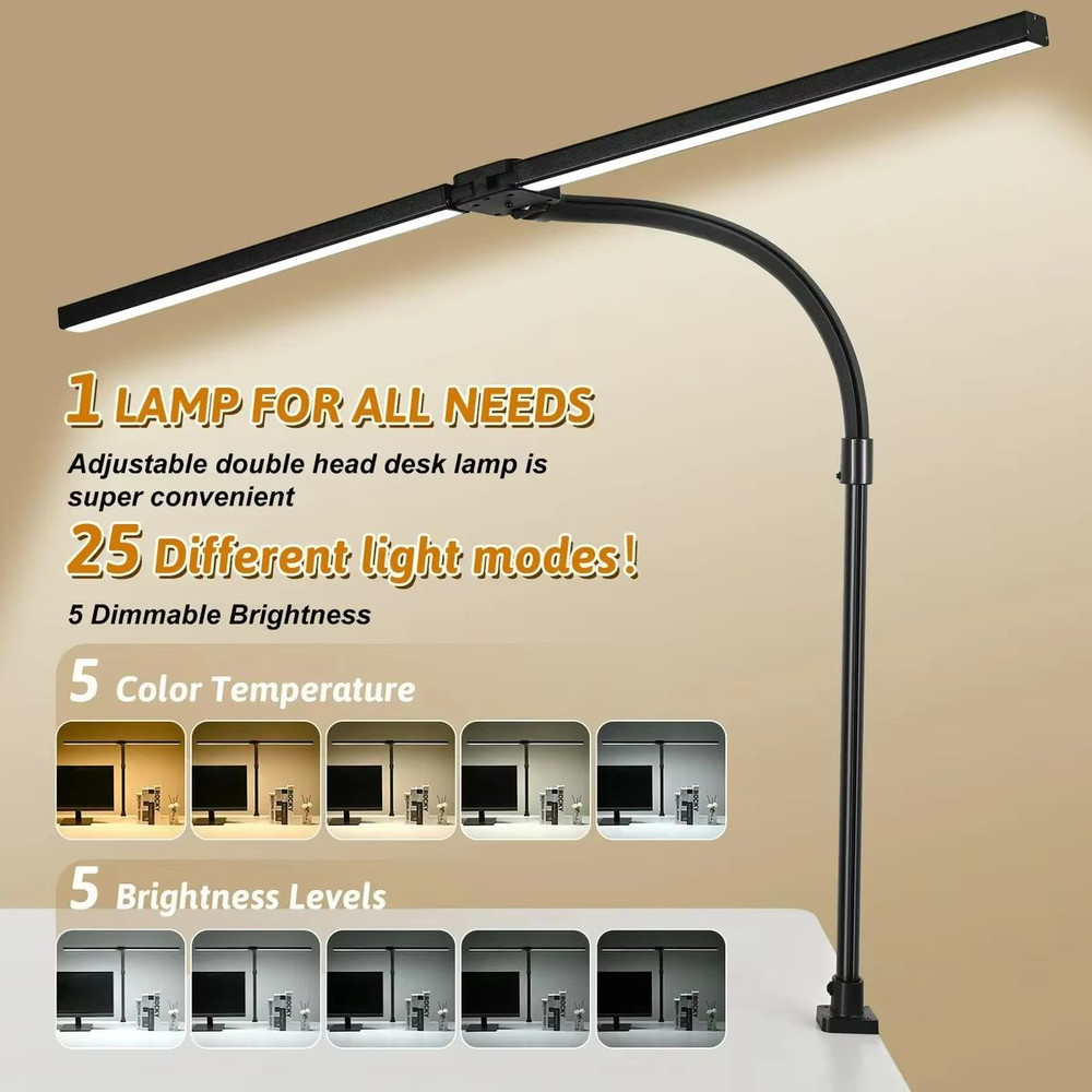 Adjustable LED Clip Desk Lamp Dimmable Double Single Head Table Light For Office Computer And Rea 3