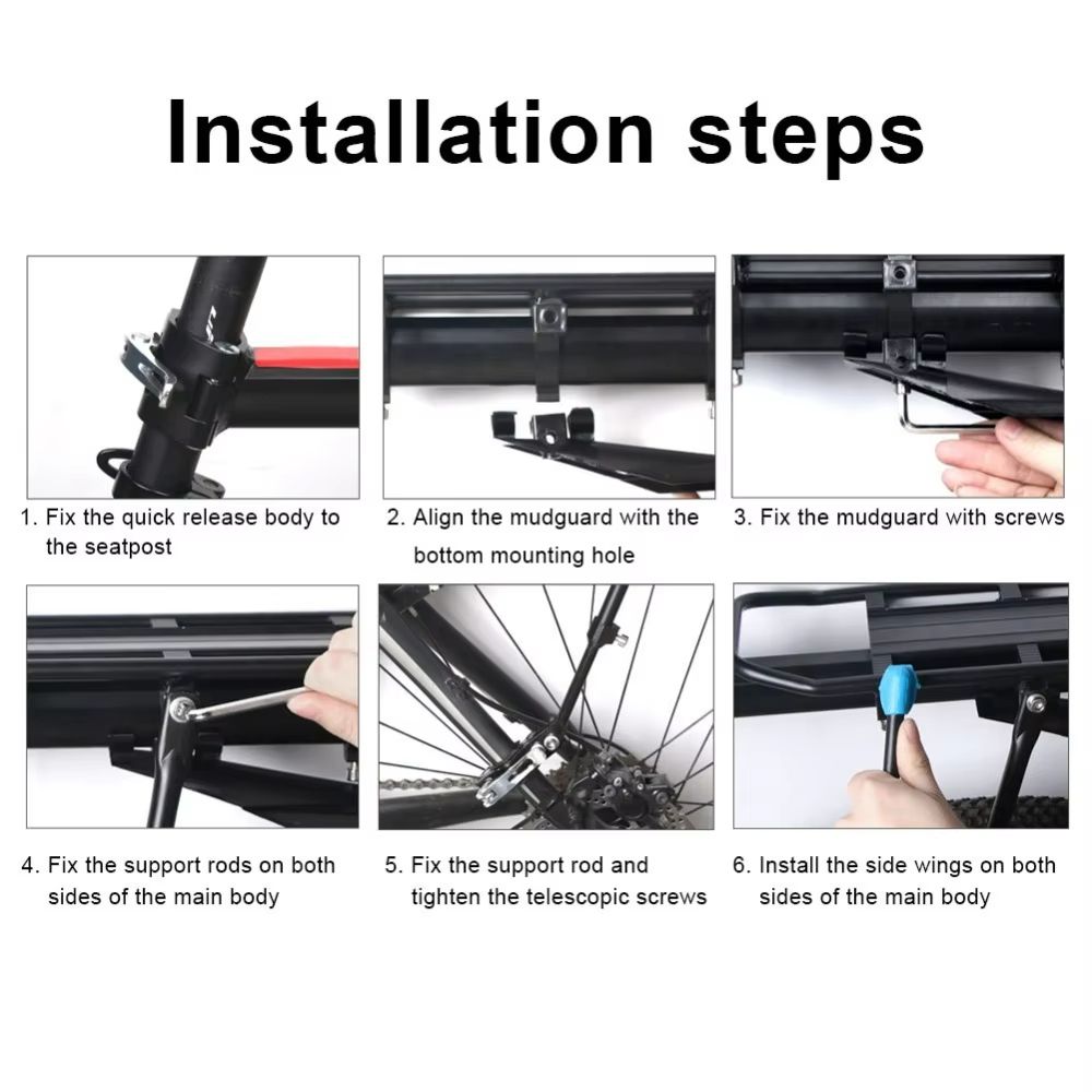 Quick Release Adjustable Bike Cargo Rack With Rear Mudguard  HeavyDuty Bicycle Luggage Carrier For  5