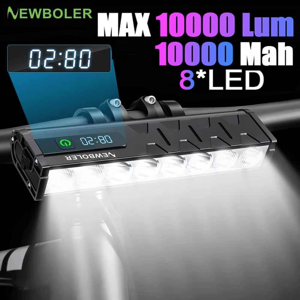 NEWBOLER 10000 Lumen Bicycle Light USB Rechargeable Waterproof Bike Headlight With 10000mAh Batter 0