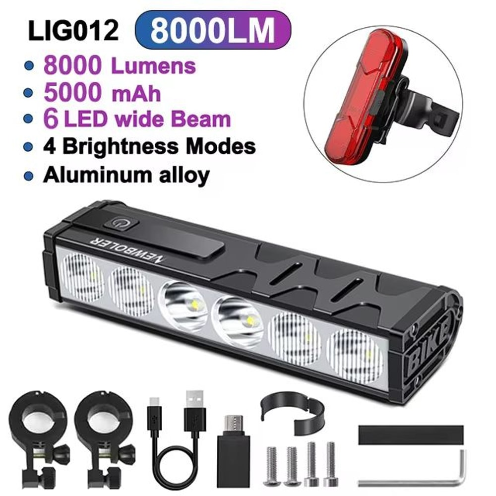NEWBOLER 10000 Lumen Bicycle Light USB Rechargeable Waterproof Bike Headlight With 10000mAh Batter 10