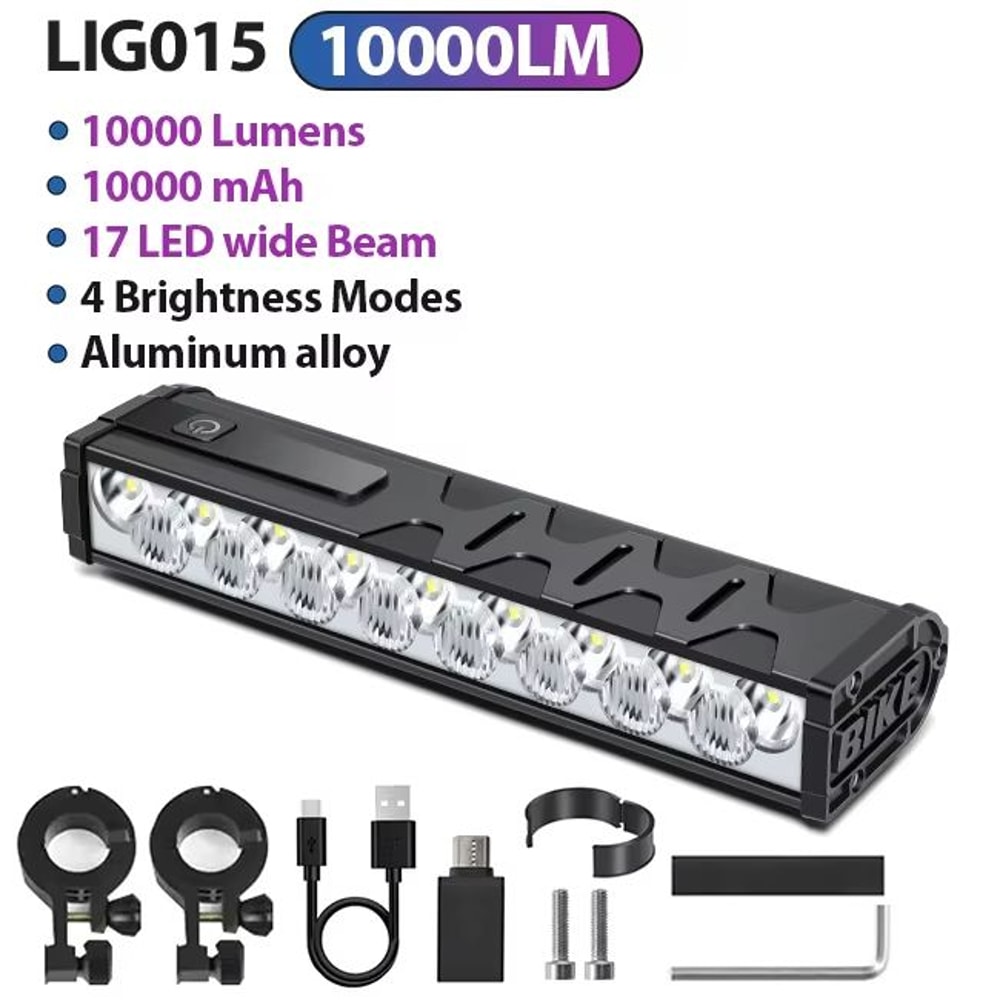 NEWBOLER 10000 Lumen Bicycle Light USB Rechargeable Waterproof Bike Headlight With 10000mAh Batter 12