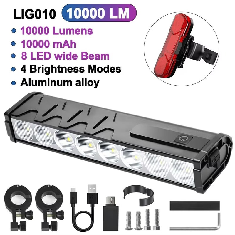 NEWBOLER 10000 Lumen Bicycle Light USB Rechargeable Waterproof Bike Headlight With 10000mAh Batter 15