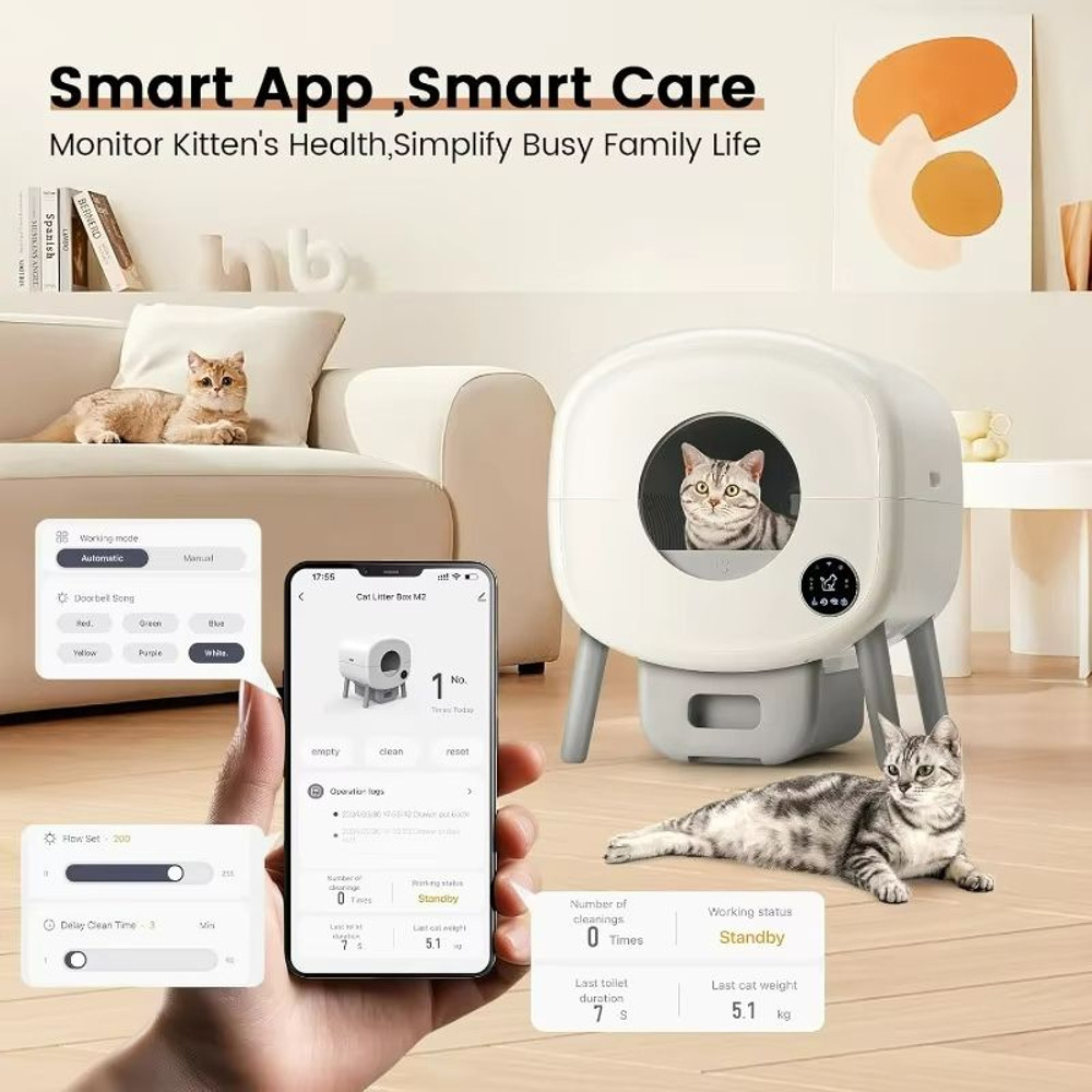 Extra Large Automatic SelfCleaning Litter Box  AppControlled OdorFree Solution For Multiple Cats 5