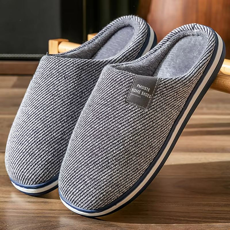 Mens Winter Warm Cotton Slippers  Soft NonSlip Indoor Slides For Comfort  Large Sizes 0
