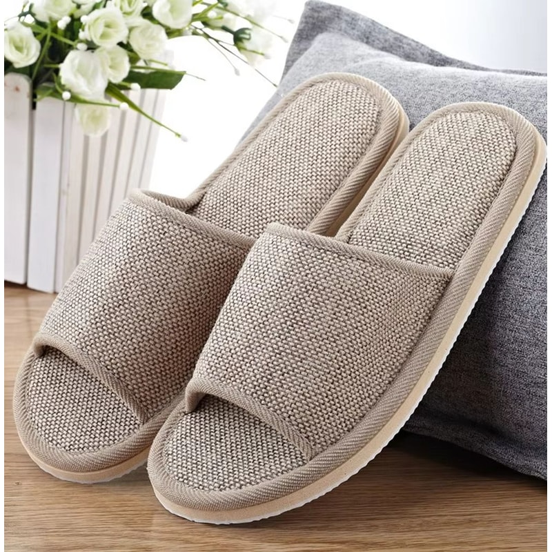 Unisex Linen Indoor Slippers Comfortable AntiSlip House Shoes For Men And Women 0