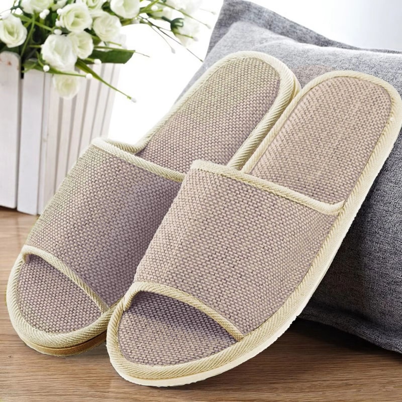 Unisex Linen Indoor Slippers Comfortable AntiSlip House Shoes For Men And Women 6