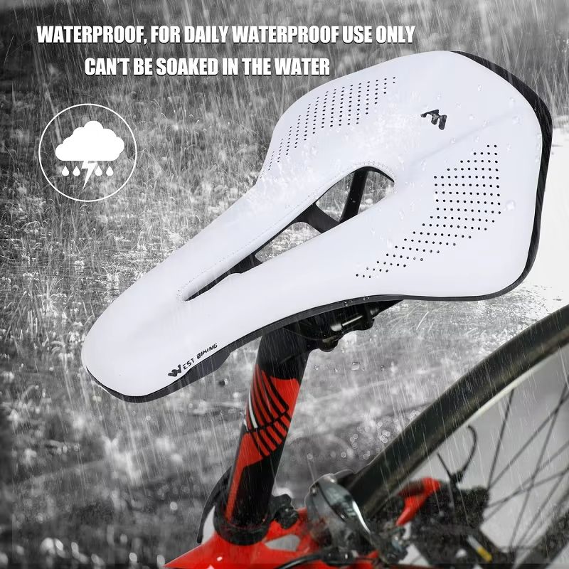 WEST BIKING Comfortable Bike Saddle  WearResistant PU Leather Hollow Bicycle Seat Cushion For Road  4