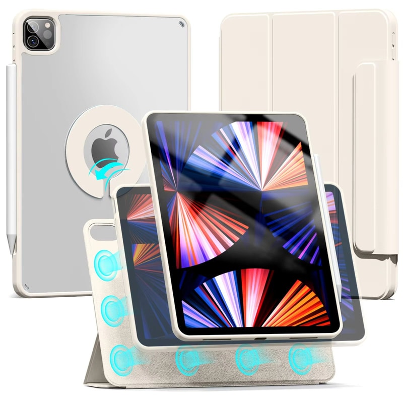 ZOYU Magnetic IPad Case 360 Rotating Detachable Back Cover For IPad Pro Air Mini 12