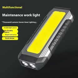magnetic waterproof led work light – rechargeable 4000mah portable cob flashlight for camping & emergencies