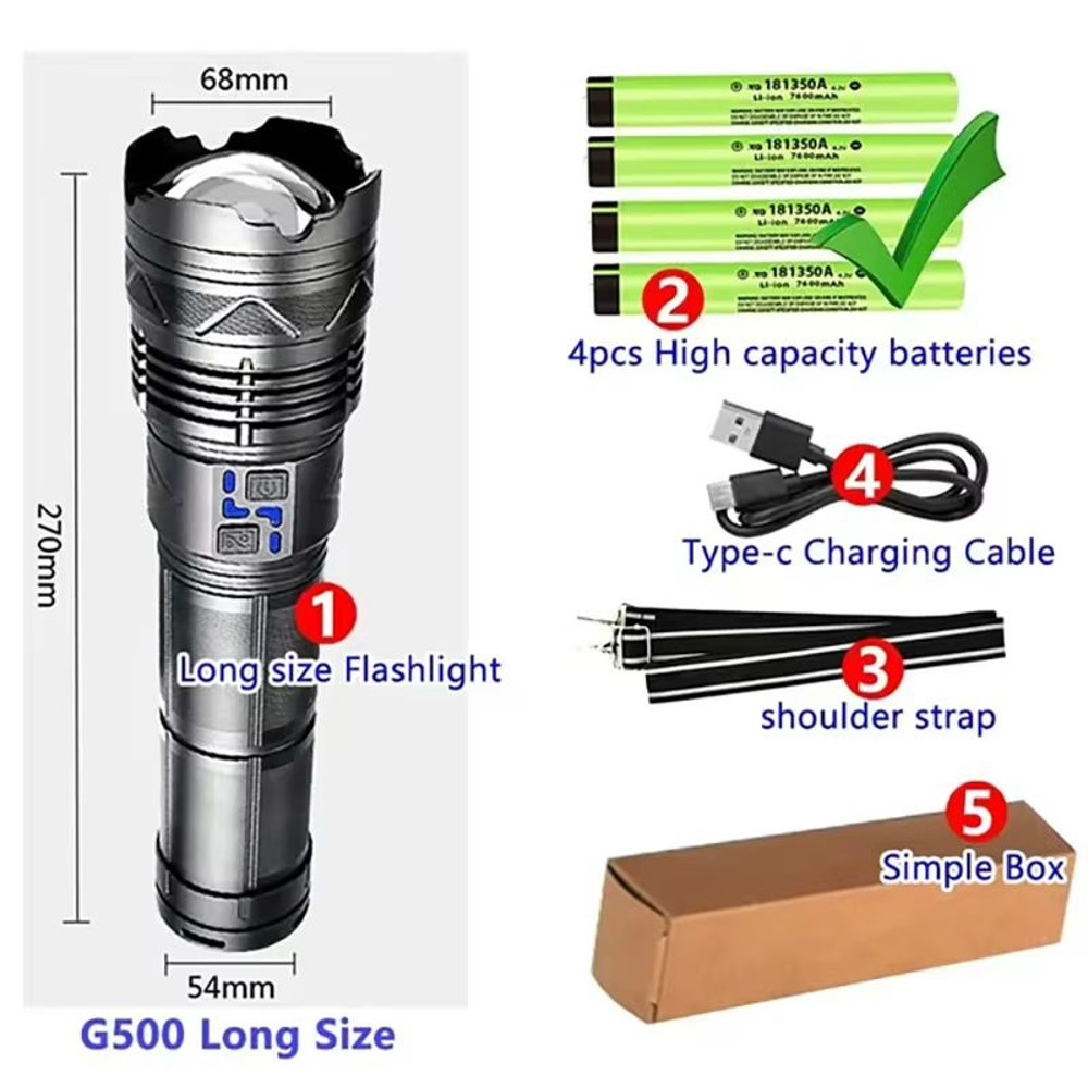 Ultra Bright Rechargeable LED Flashlight  Long Range Tactical Torch For Camping Hiking  Emergencies 9