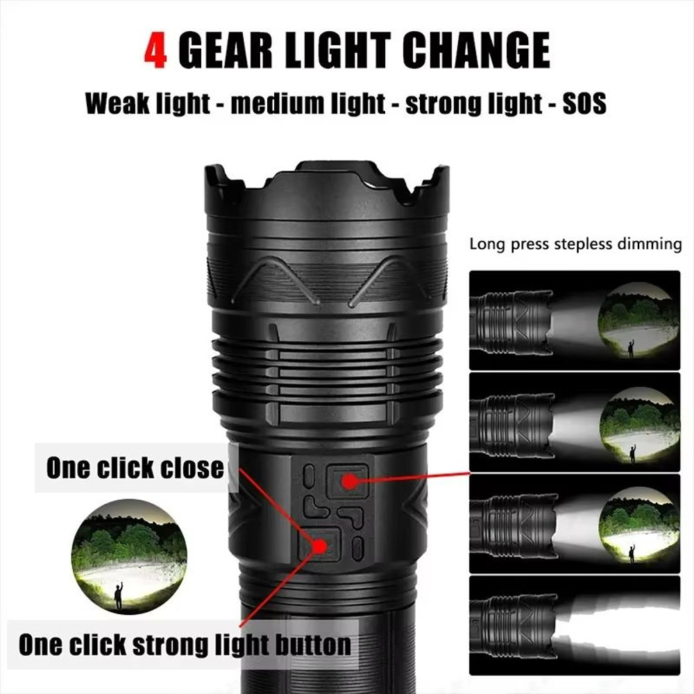 Ultra Bright Rechargeable LED Flashlight  Long Range Tactical Torch For Camping Hiking  Emergencies 1