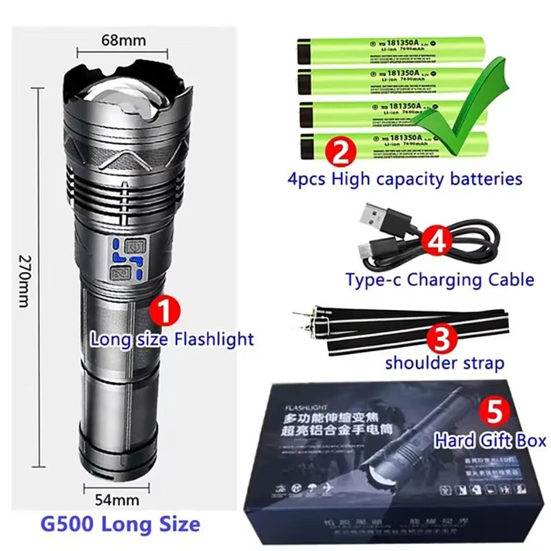 Ultra Bright Rechargeable LED Flashlight  Long Range Tactical Torch For Camping Hiking  Emergencies 7