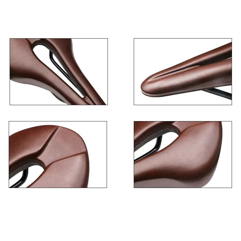 Breathable PU Leather Bike Seat With Hollow Design  Soft Comfortable Bicycle Saddle For Road  Mount 2