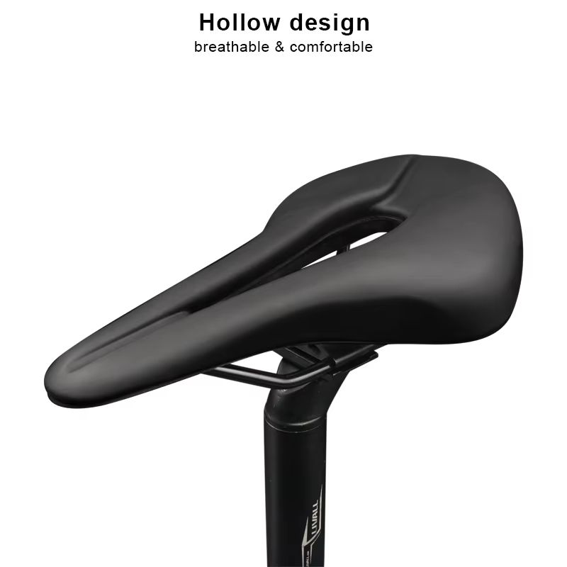 Breathable PU Leather Bike Seat With Hollow Design  Soft Comfortable Bicycle Saddle For Road  Mount 3