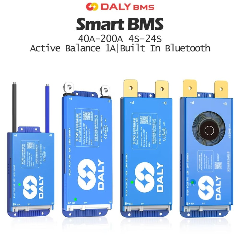Daly Smart BMS With Bluetooth WiFi Active Balance Battery Management System For 12V48V Packs EV 0