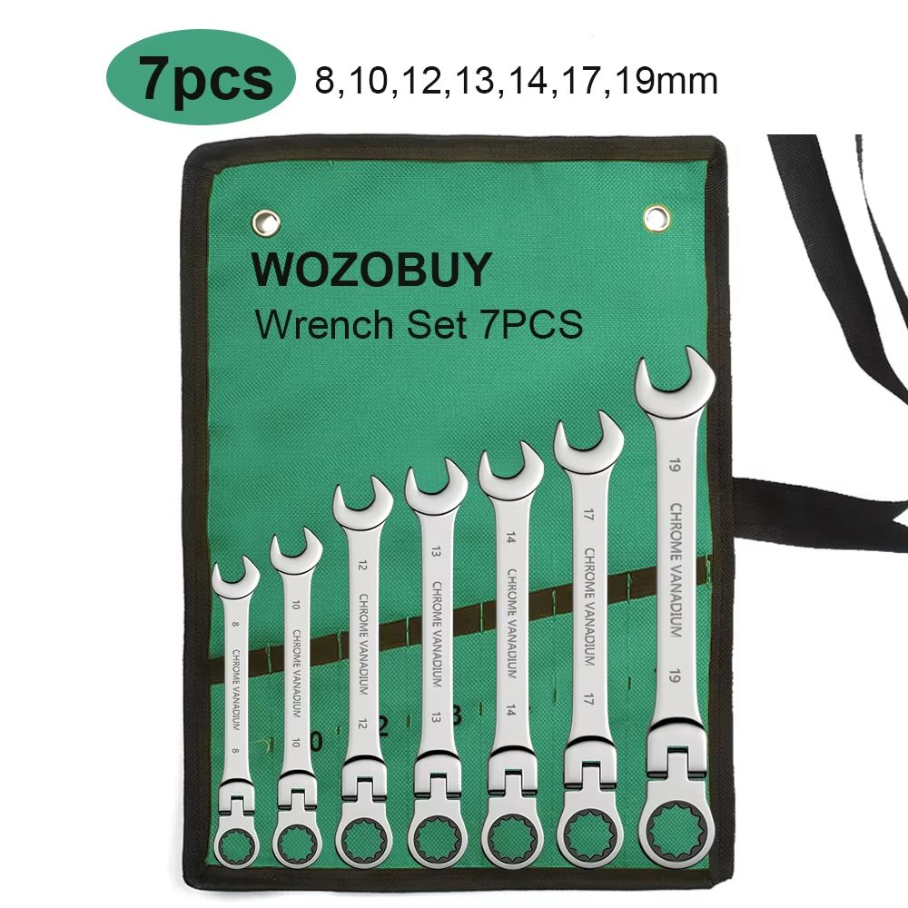 Flexible Head Ratcheting Wrench Set 822mm Metric Combination Spanner Kit With Carry Bag 6