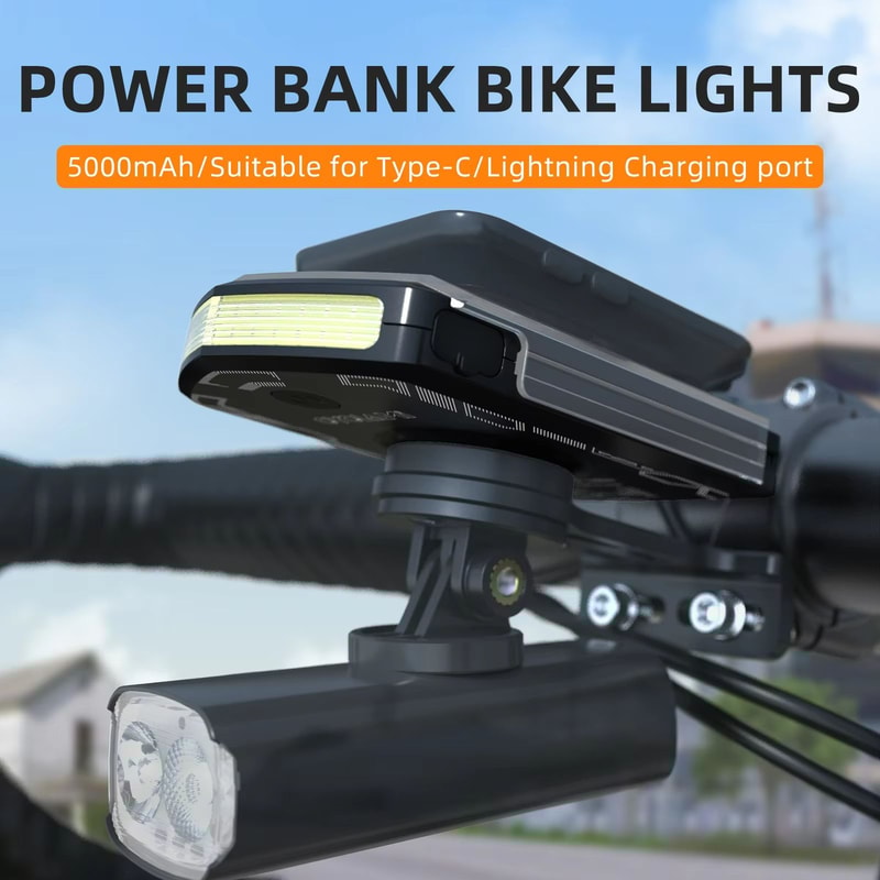 CYCLAMI RVL01 Rechargeable Bike Headlight 5000mAh USBC Front Bicycle Light Compatible With Garmin 1