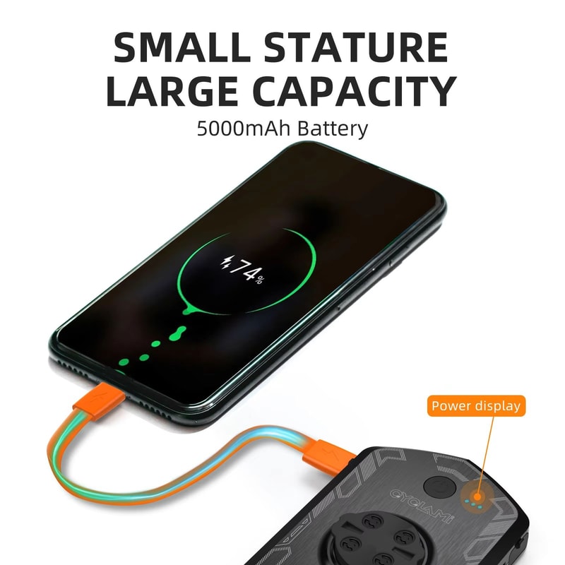 CYCLAMI RVL01 Rechargeable Bike Headlight 5000mAh USBC Front Bicycle Light Compatible With Garmin 2