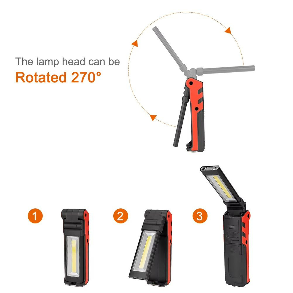 Rechargeable COB LED Work Light  Dimmable Flashlight With Magnetic Hook Power Bank Function  18650  2
