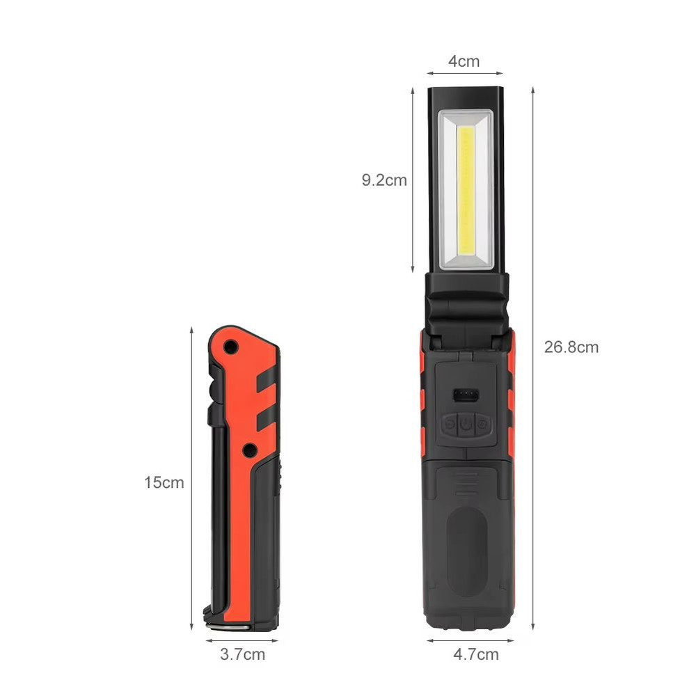 Rechargeable COB LED Work Light  Dimmable Flashlight With Magnetic Hook Power Bank Function  18650  3
