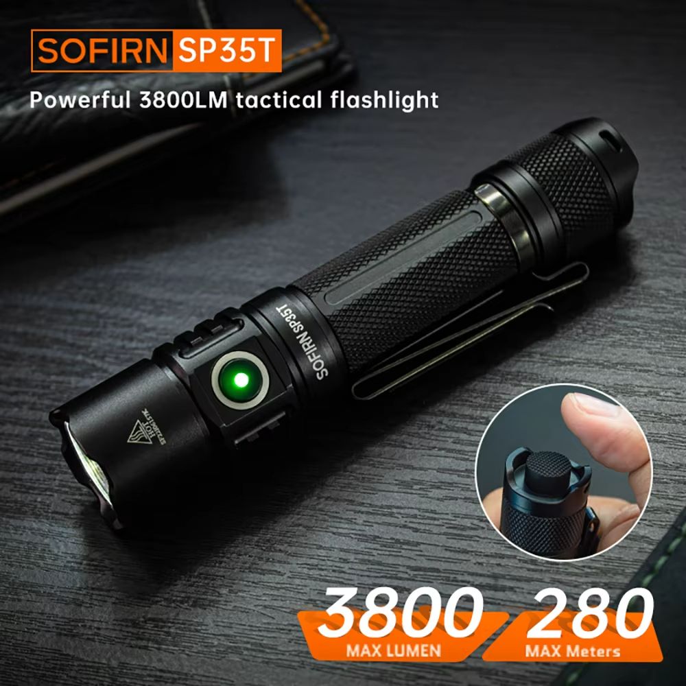 Sofirn SP35T Tactical Flashlight  3800 Lumen Powerful LED Torch With USBC Rechargeable Battery  Dua 1