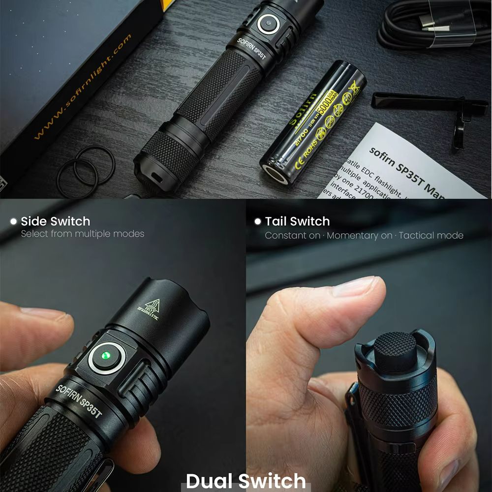 Sofirn SP35T Tactical Flashlight  3800 Lumen Powerful LED Torch With USBC Rechargeable Battery  Dua 2