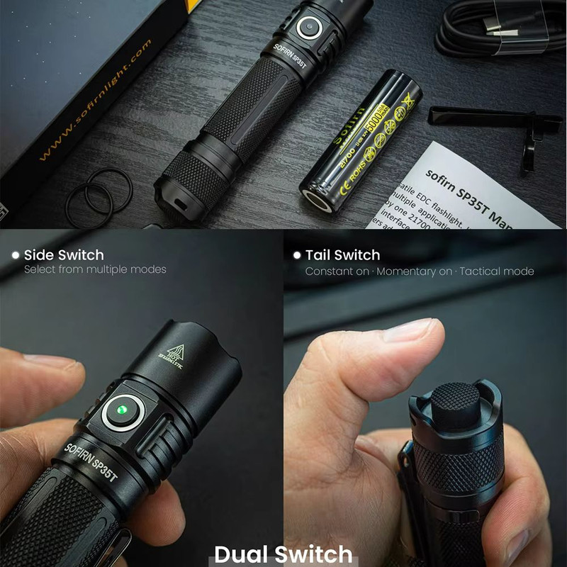 Sofirn SP35T Tactical Flashlight  3800 Lumen Powerful LED Torch With USBC Rechargeable Battery  Dua 2