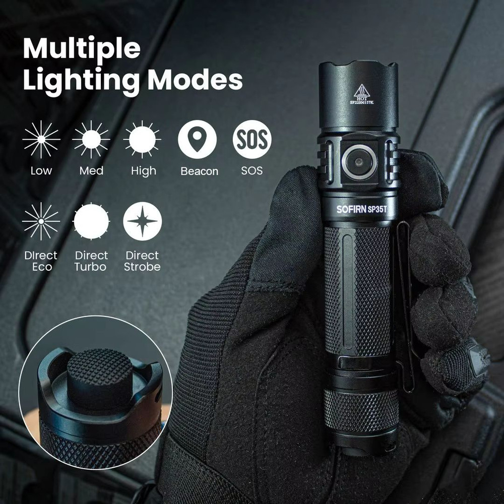 Sofirn SP35T Tactical Flashlight  3800 Lumen Powerful LED Torch With USBC Rechargeable Battery  Dua 3