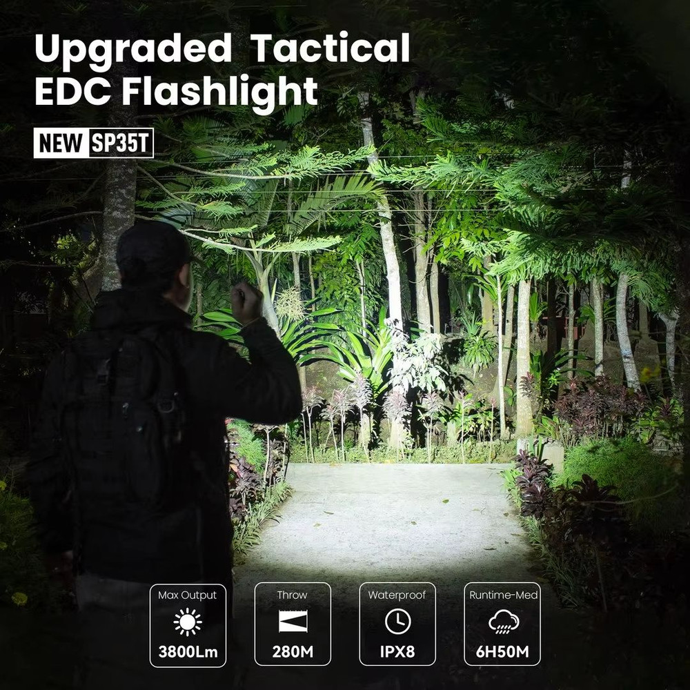 Sofirn SP35T Tactical Flashlight  3800 Lumen Powerful LED Torch With USBC Rechargeable Battery  Dua 4