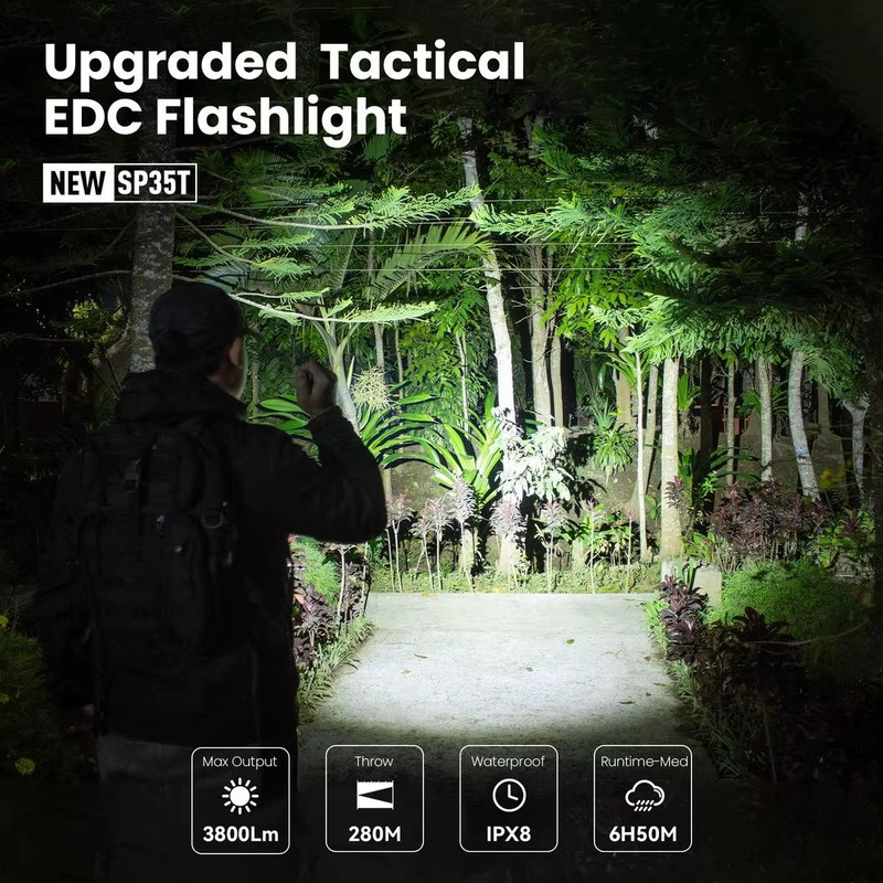 Sofirn SP35T Tactical Flashlight  3800 Lumen Powerful LED Torch With USBC Rechargeable Battery  Dua 4