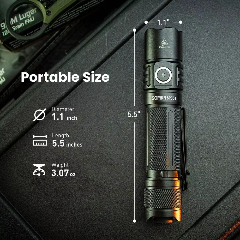 Sofirn SP35T Tactical Flashlight  3800 Lumen Powerful LED Torch With USBC Rechargeable Battery  Dua 5