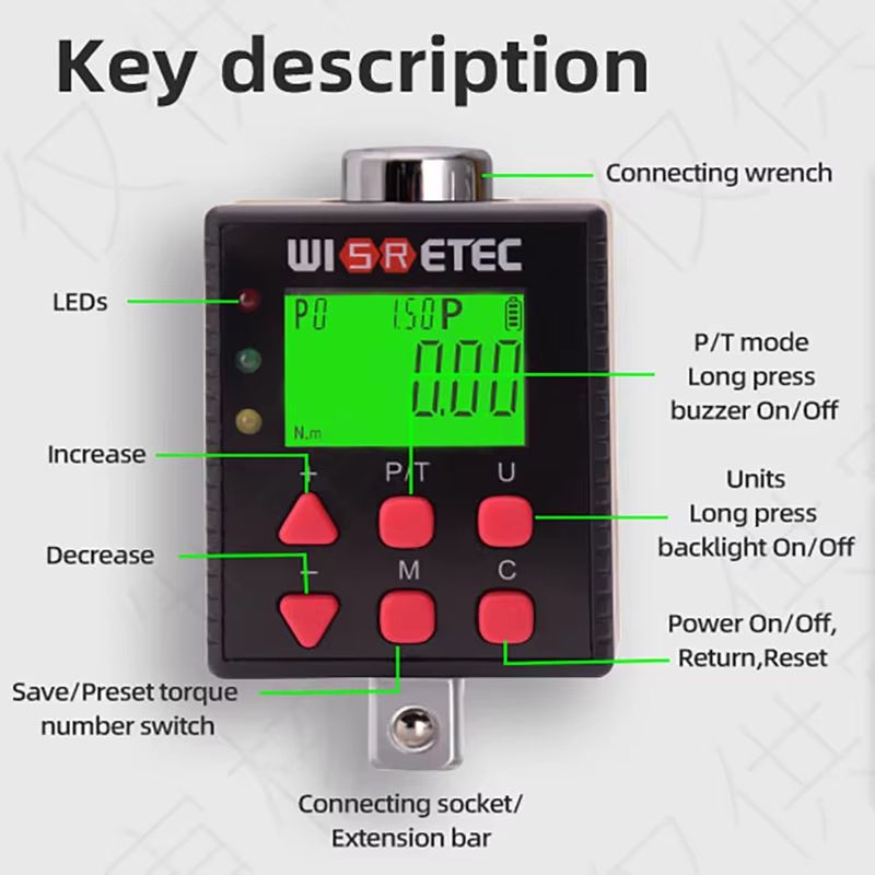 High Precision Digital Torque Meter 01340 Nm Adjustable Electronic Torque Wrench Adapter For Profes 5