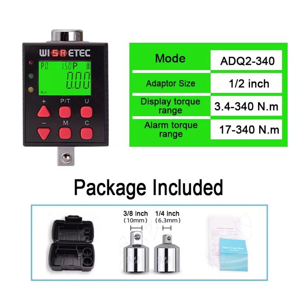 High Precision Digital Torque Meter 01340 Nm Adjustable Electronic Torque Wrench Adapter For Profes 13