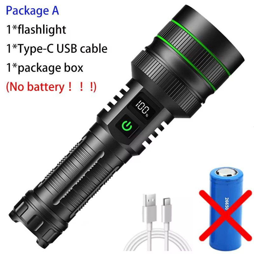 Long Range LED Flashlight  Tactical Waterproof Spotlight With Zoom  TypeC Rechargeable Power 6